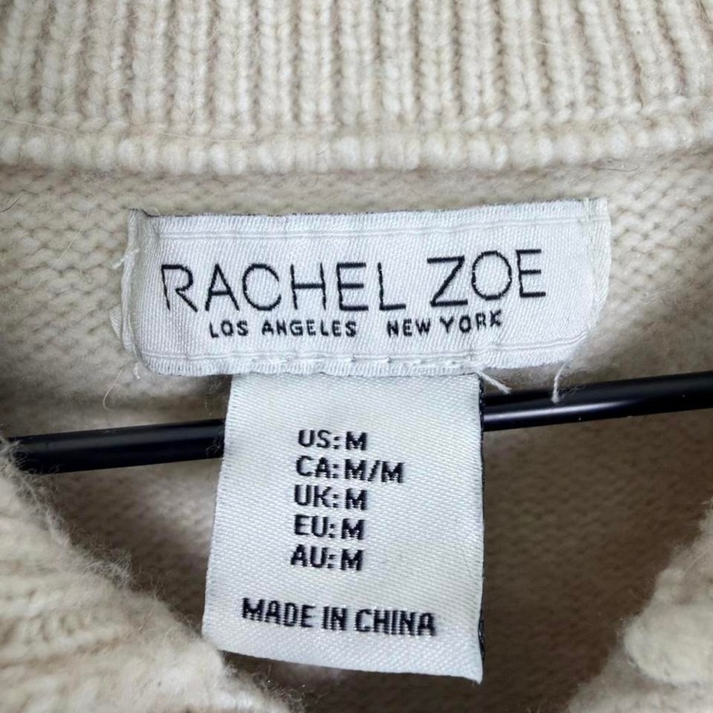 Rachel Zoe Striped Sweater Vest Cream Black Quarter Zip Knit Preppy - Picture 6 of 7